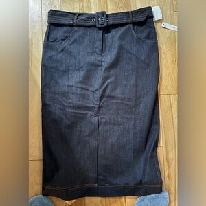 Dark Indigo Denim Midi Skirt